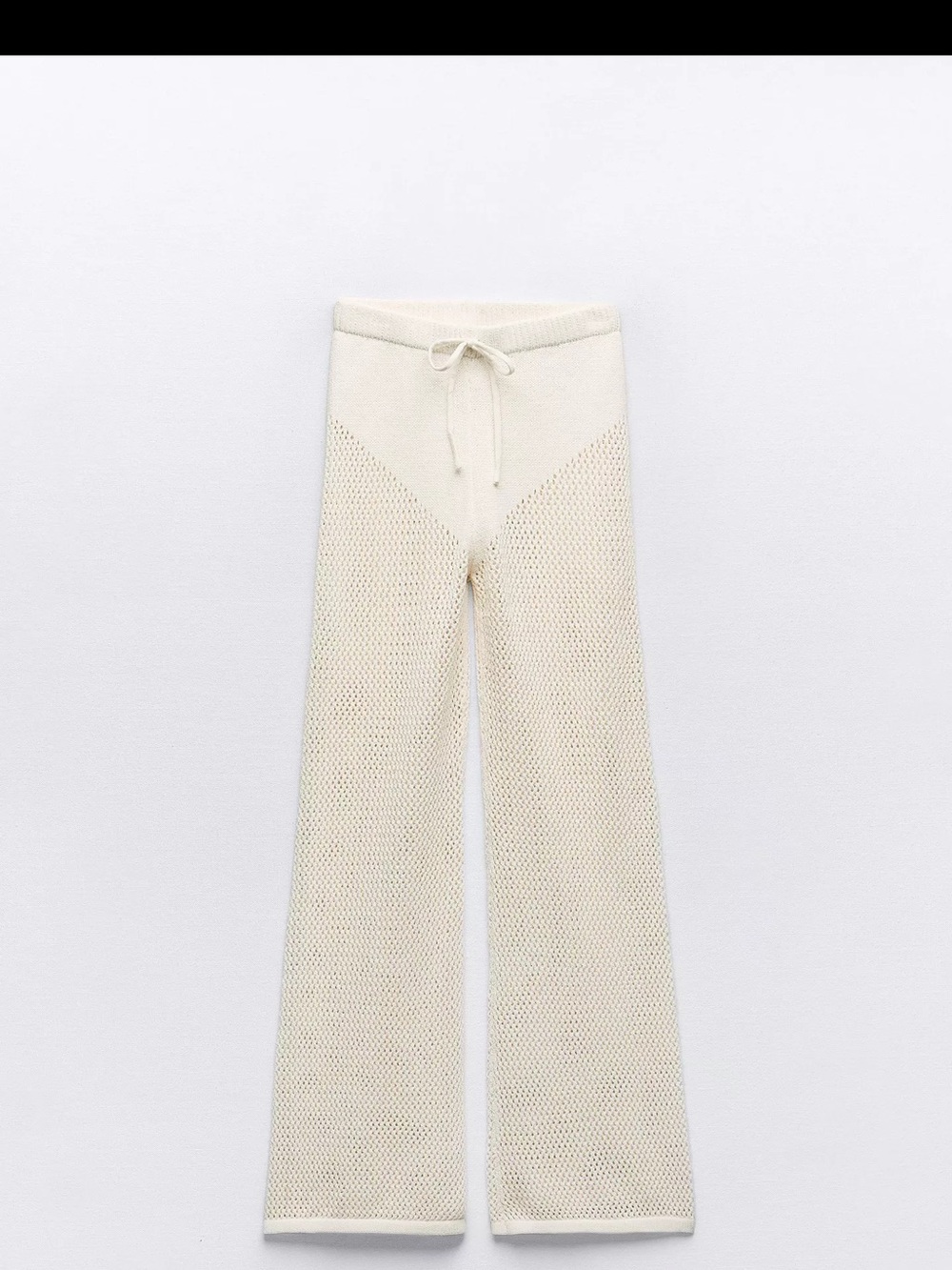 Zara Cream Open-Knit Wide-Leg Lounge Pants